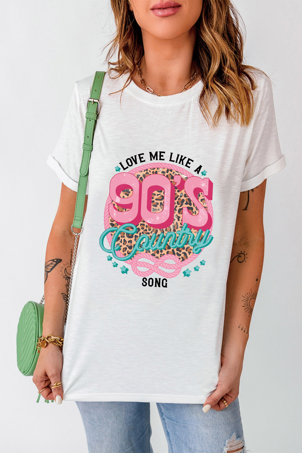 White LOVE ME LIKE A 90S COUNTRY SONG Graphic Tee