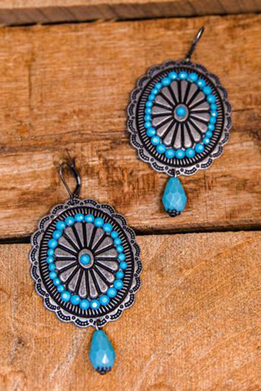 Sea Green Western Retro Turquoise Dangle Earrings