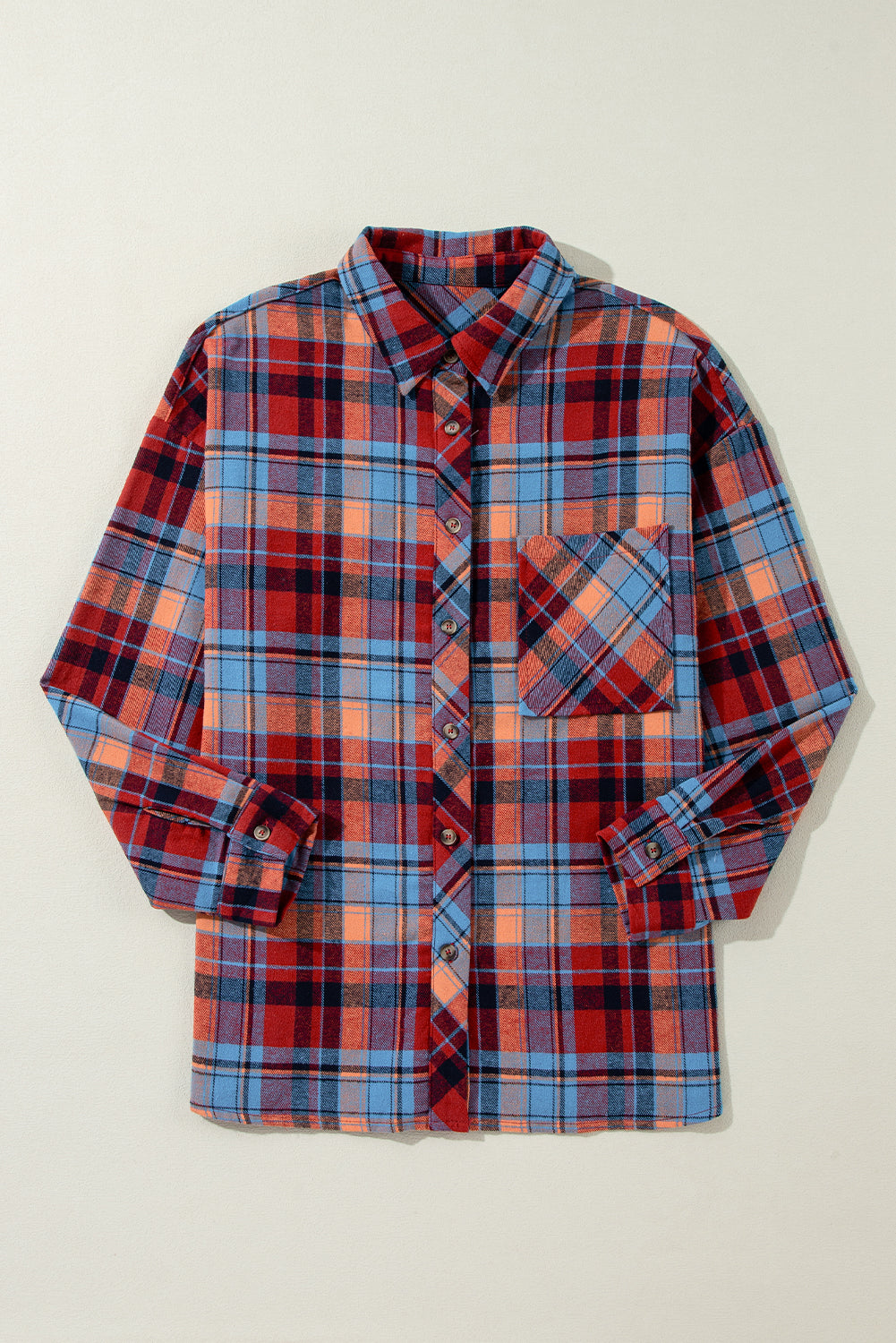 Red Plaid Print Loose Vintage Shirt