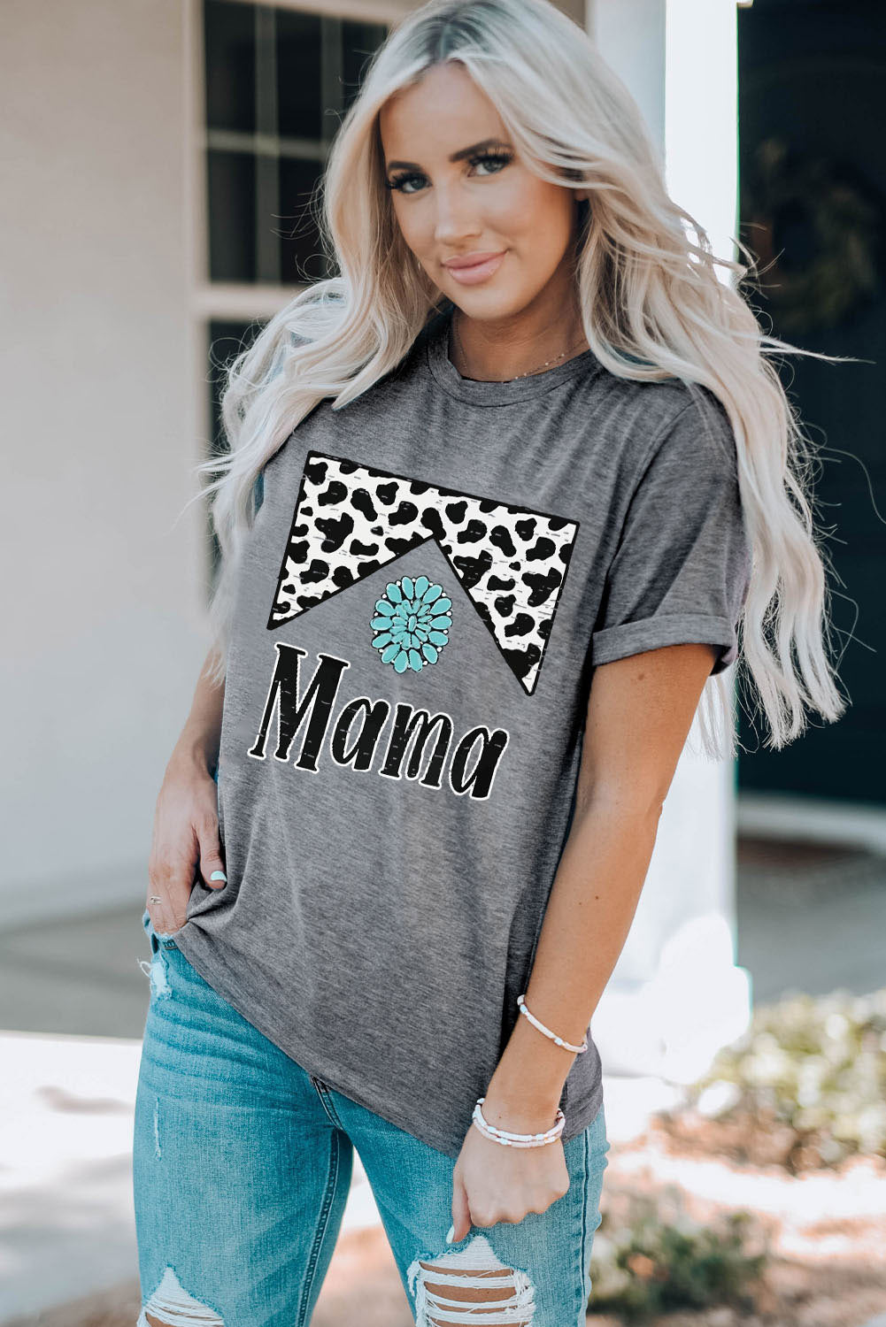 Gray Mama Cowhide Graphic Tee