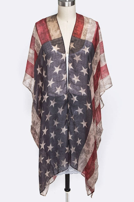 Vintage Inspired American Flag Kimono