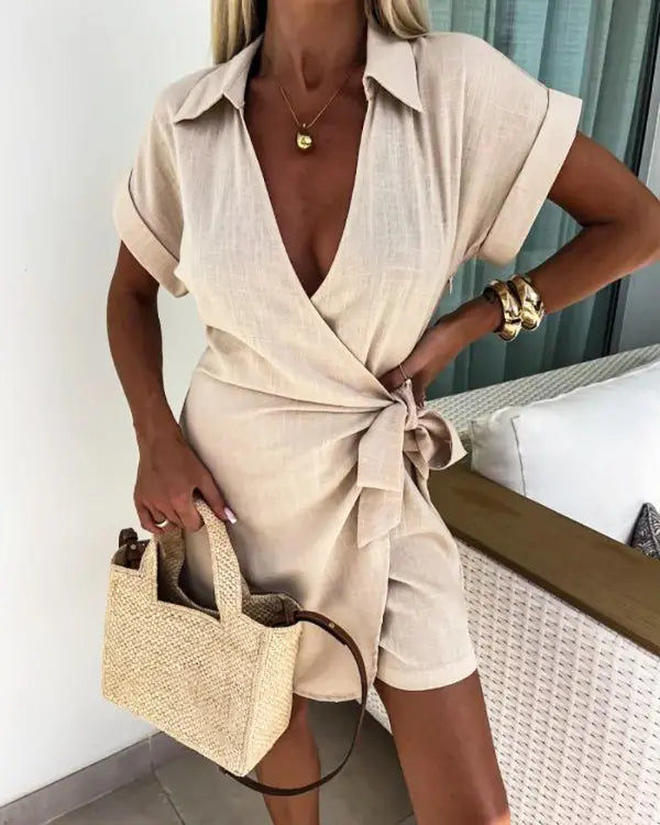 Tied Ruched Romper