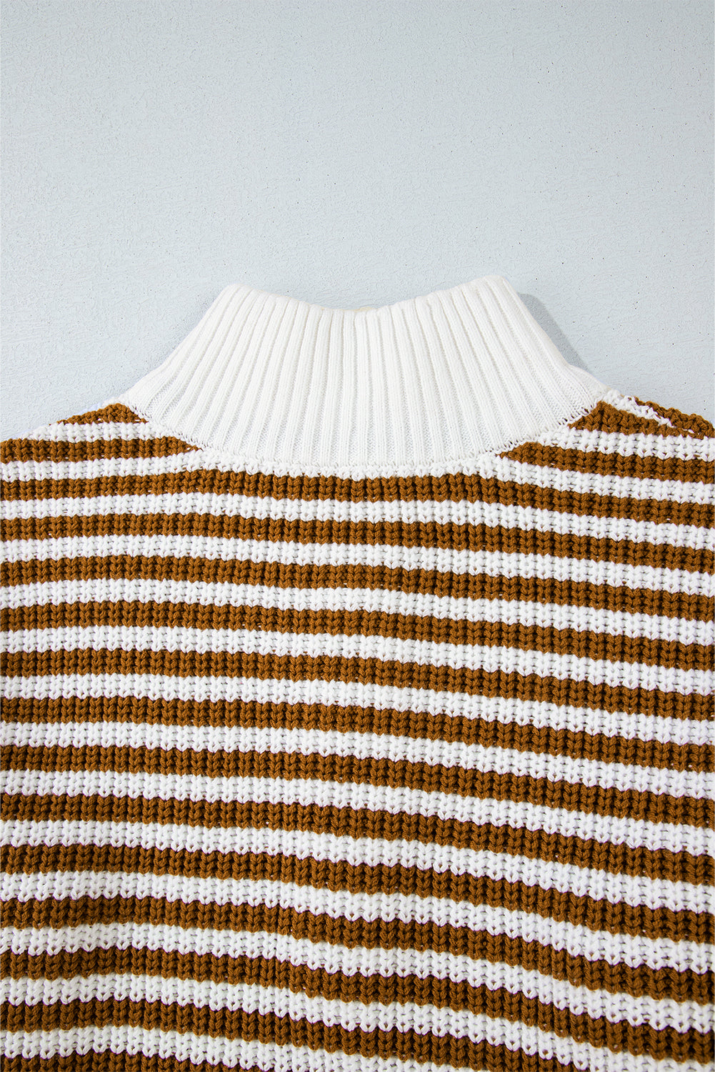 Pink Stripe Zip up Collar Drop Shoulder Sweater