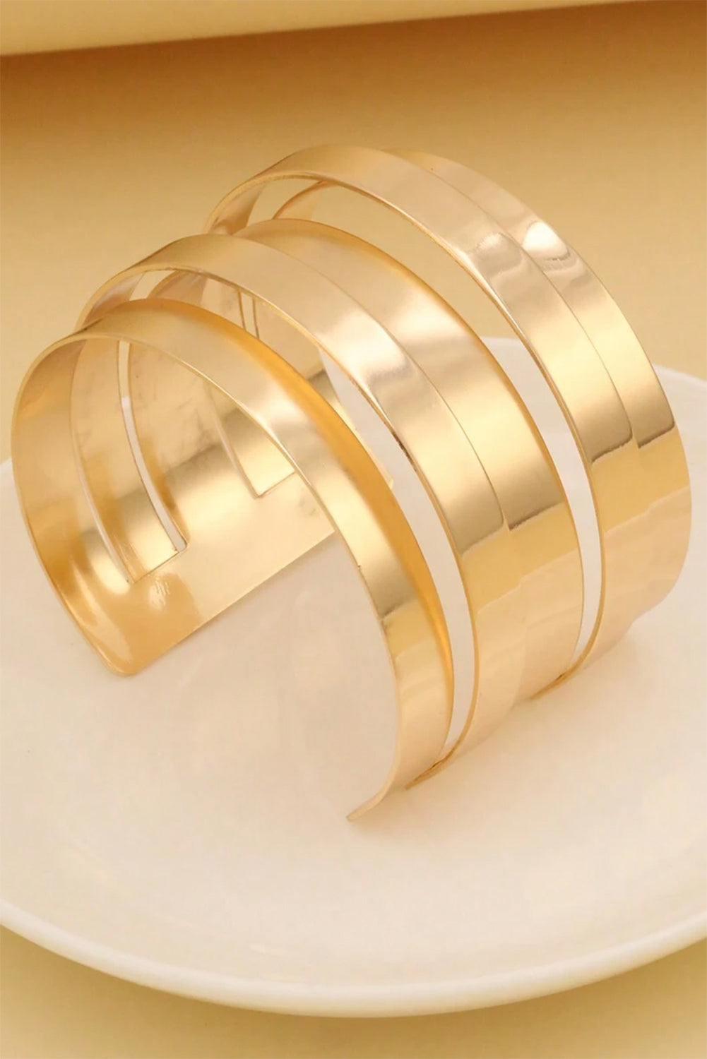 Gold Minimalist Multi Layered Opening Alloy Bangle