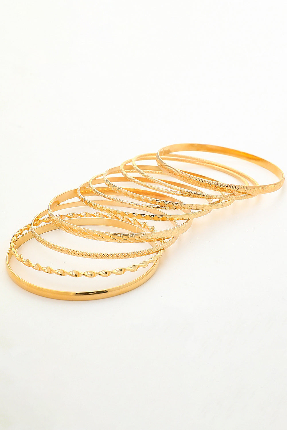 Gold 10pcs Textured Twisted Stackable Alloy Bracelet Set