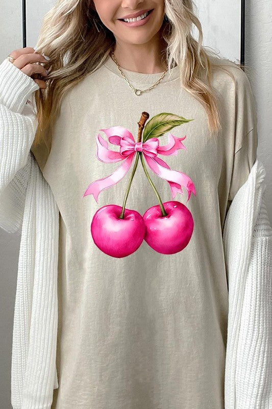 Cherry with Coquette Bow Plus Heavyweight Tee