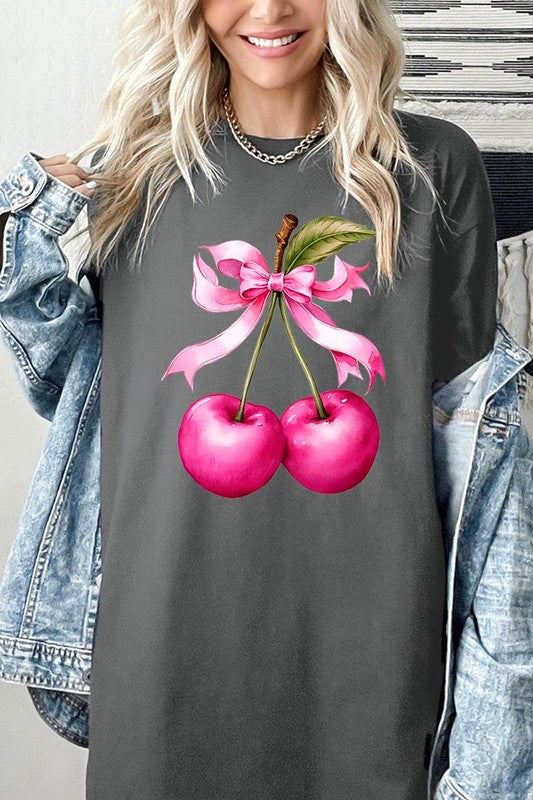 Cherry with Coquette Bow Plus Heavyweight Tee