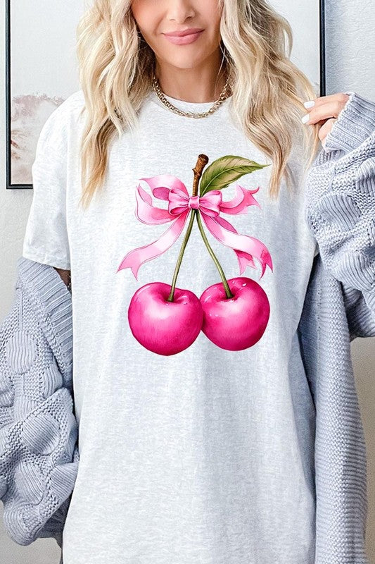 Cherry with Coquette Bow Plus Heavyweight Tee