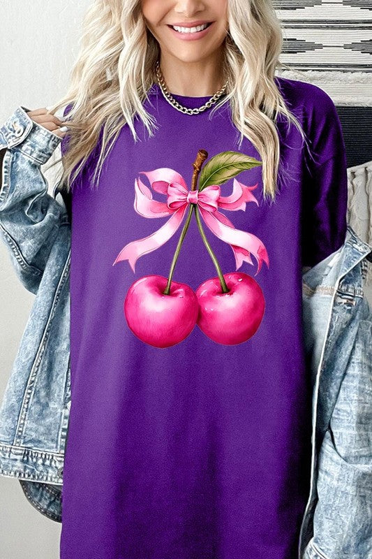 Cherry with Coquette Bow Plus Heavyweight Tee