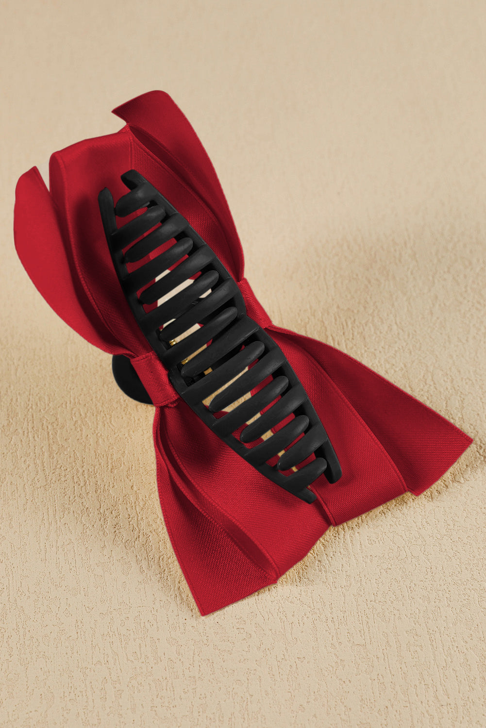 Black Solid Color Ribbon Bow Decor Hair Clip