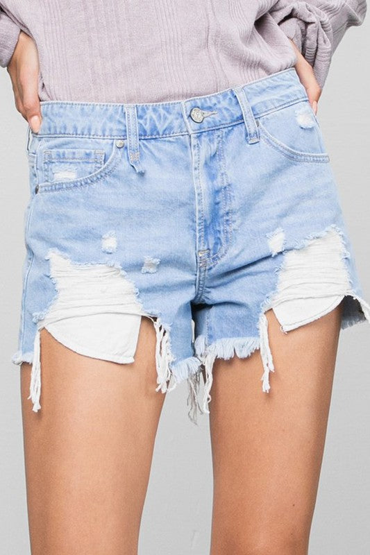 Ripped Frayed Denim Shorts