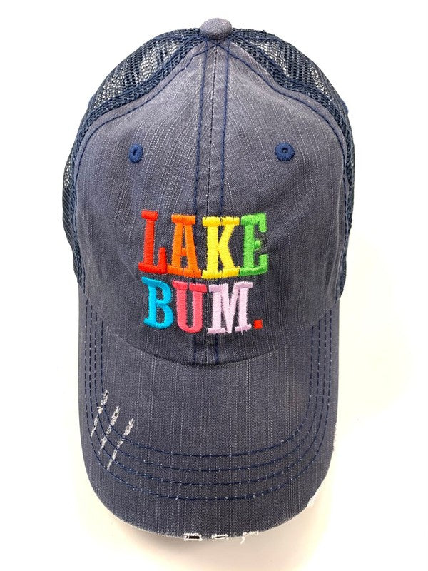 Colorful Lake Bum Embroidered Trucker Hat