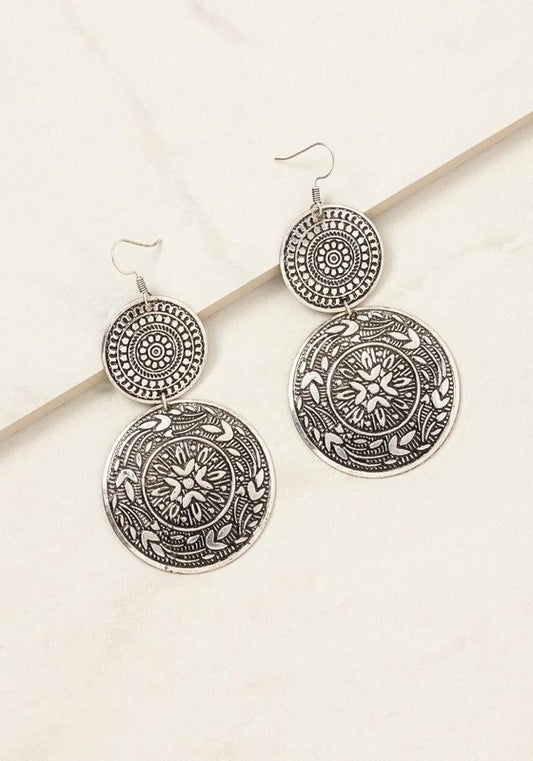 EMBOSSED BOHO DROP EARRING