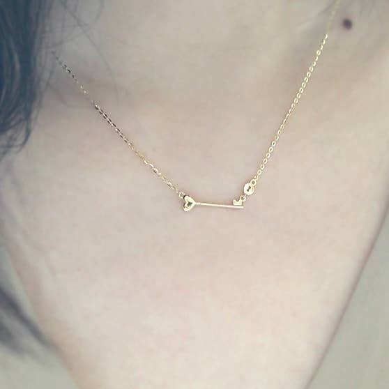 14K Gold Love Key Necklace