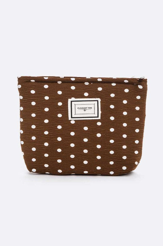 Dotted Crinkle Large Cosmetic Pouch