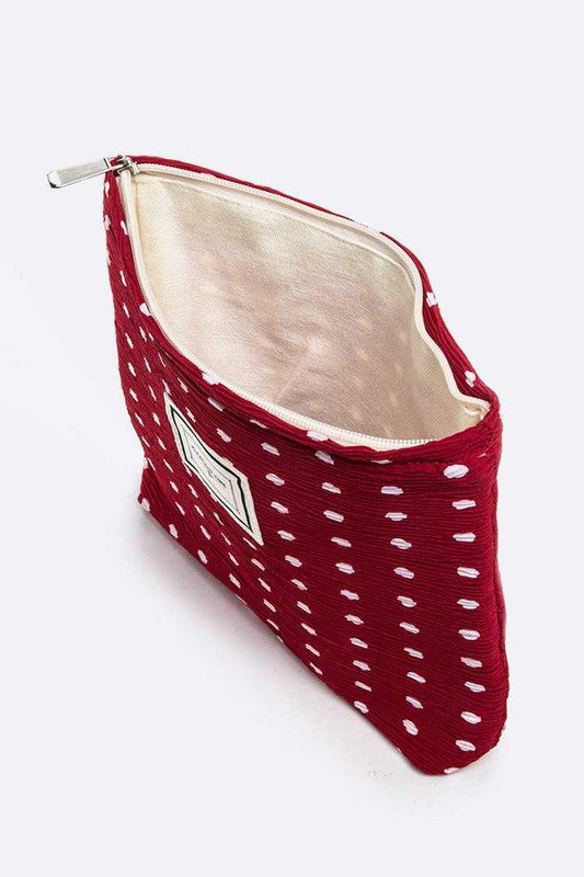 Dotted Crinkle Large Cosmetic Pouch