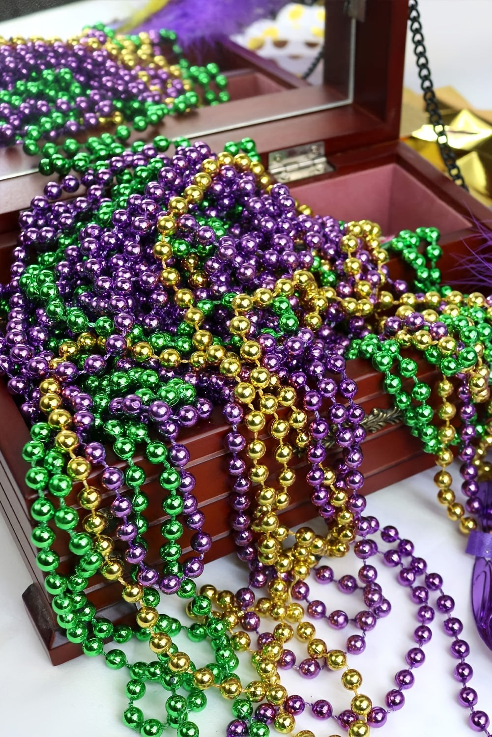 Dark Purple Beaded Mardi Gras Carnival Necklace