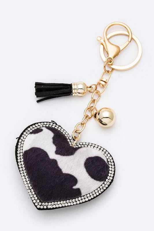 Cow Print Heart Pillow Key Chain