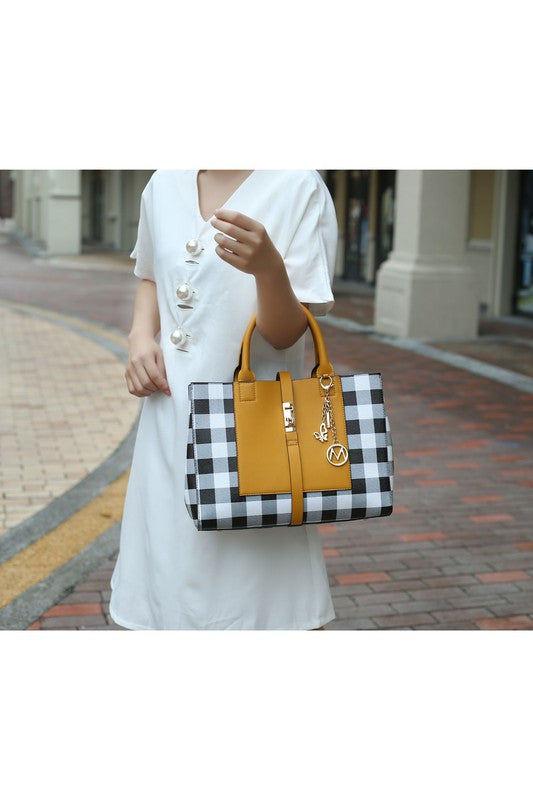 MKF Collection Yola Checkered Satchel bag by Mia k