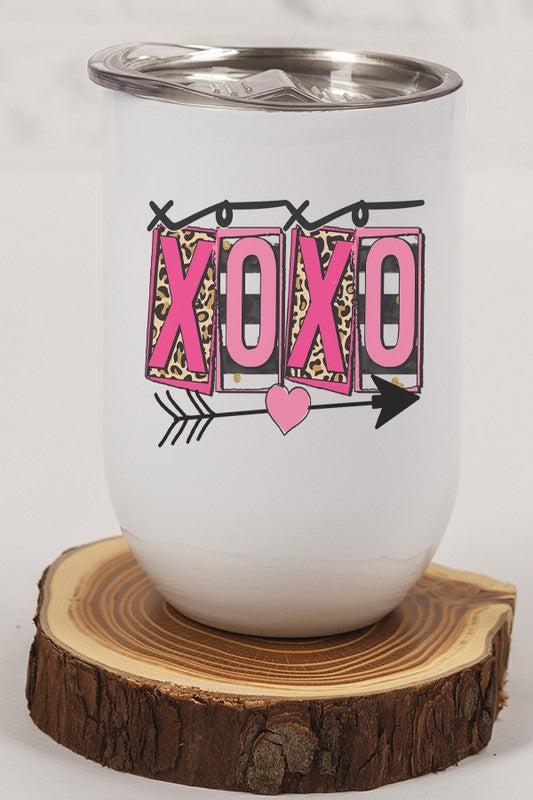 Valentines Day XOXO Leopard Block Wine Cup