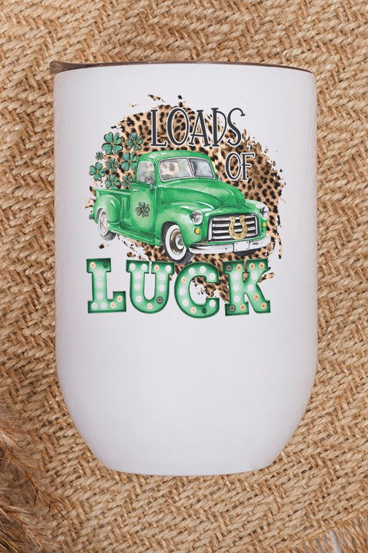 St Patricks Day Loads of Luck Leopard Wine Cup