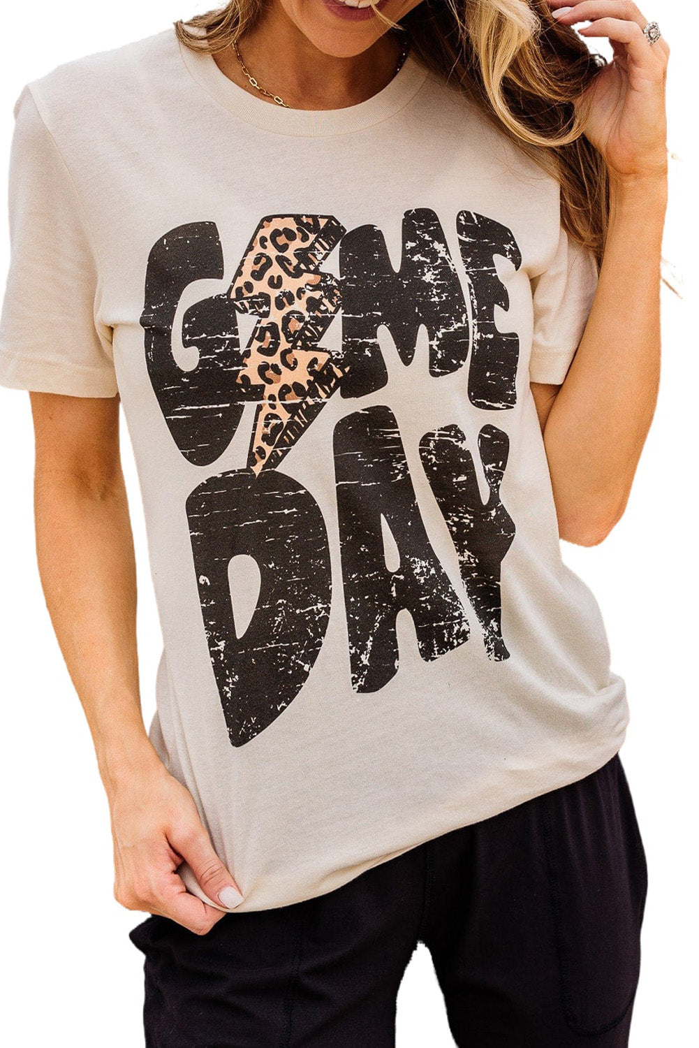 Khaki Game Day Football Season Casual Graphic T Shirt