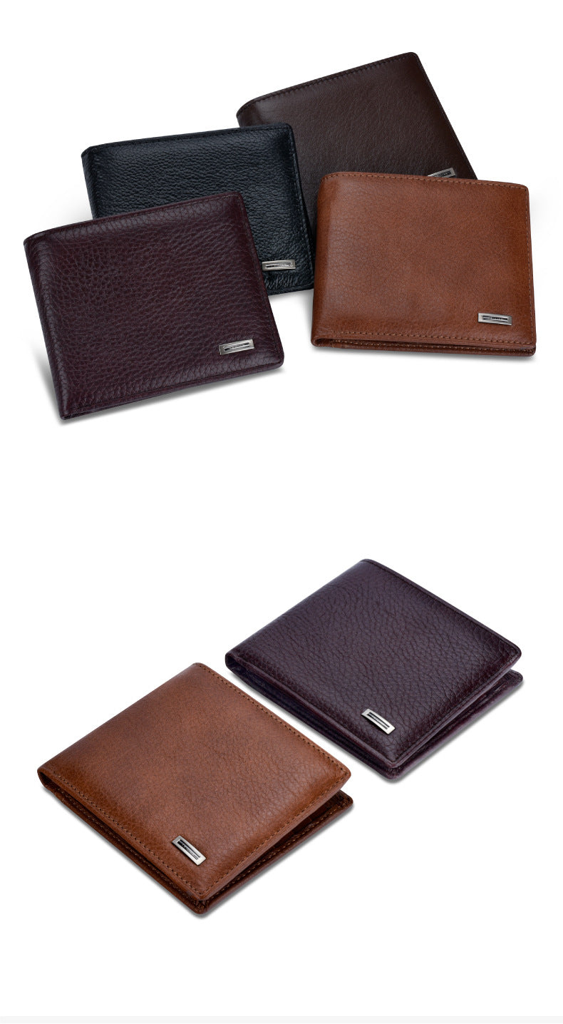 Men's Solid Color Leather Open Small Wallets