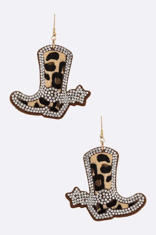 Animal Print Cowboy Boots Pillow Earrings