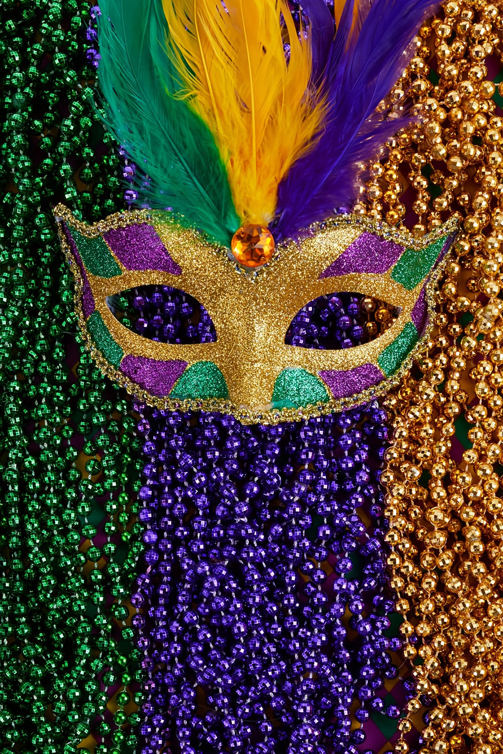 Dark Purple Beaded Mardi Gras Carnival Necklace