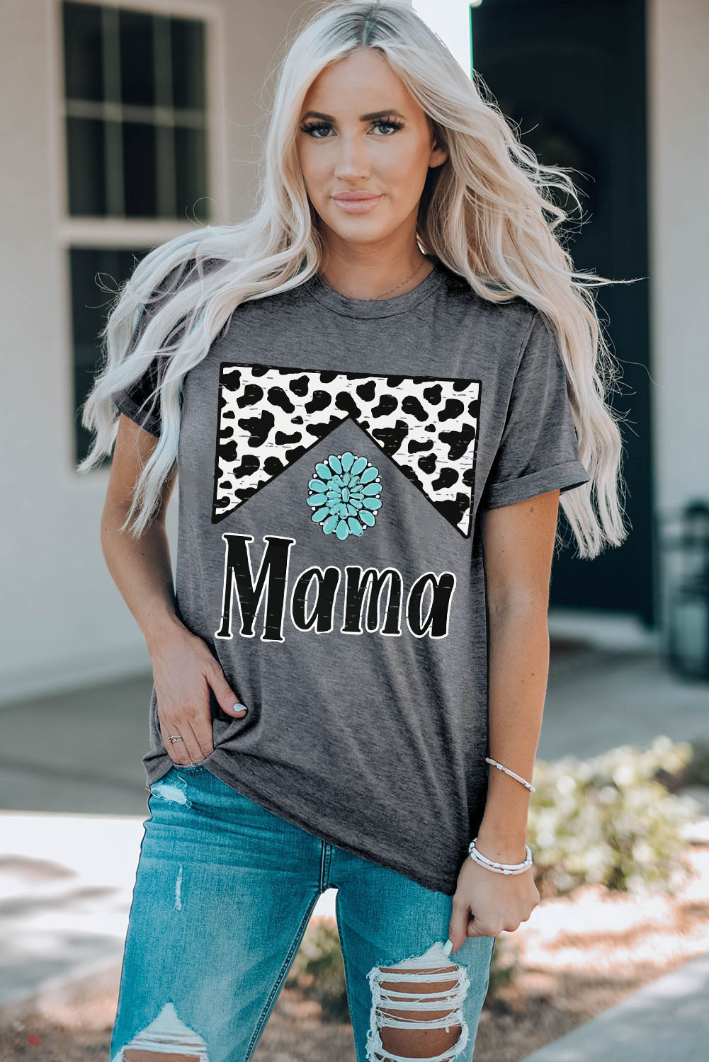 Gray Mama Cowhide Graphic Tee