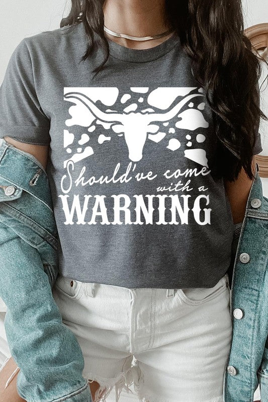 Western Cow Animal Warning Graphic T Shirts