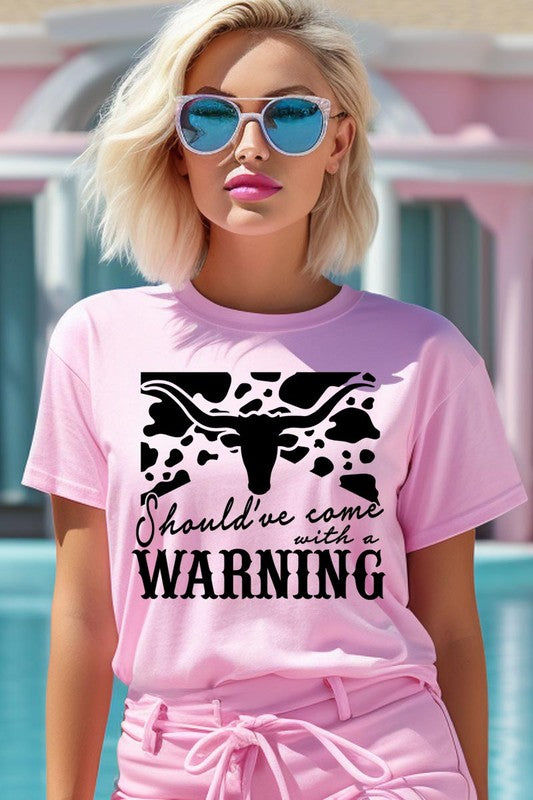 Western Cow Animal Warning Graphic T Shirts