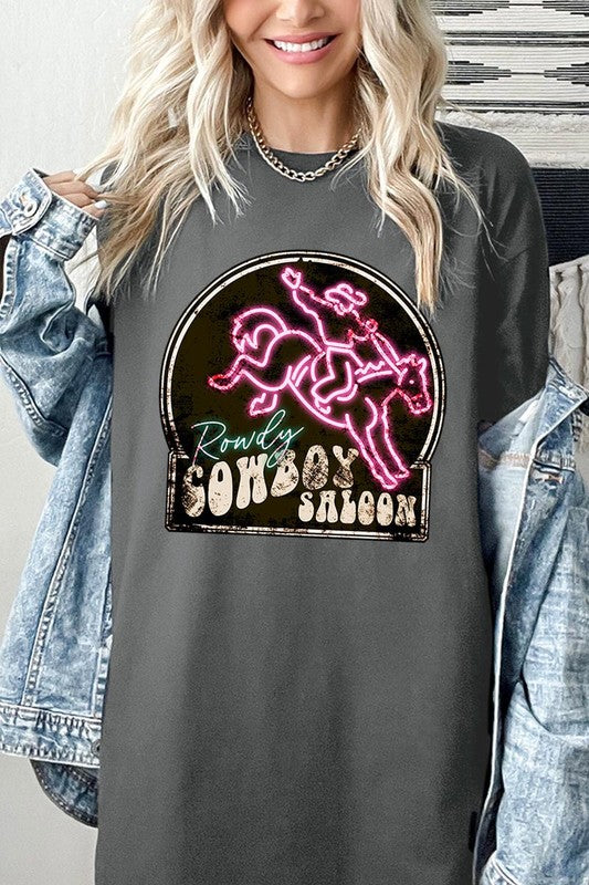 Cowboy Saloon Neon Graphic Heavyweight T Shirts