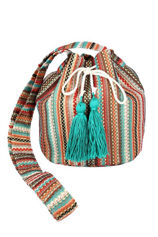 Cotton Tassel Boho Bucket Bag