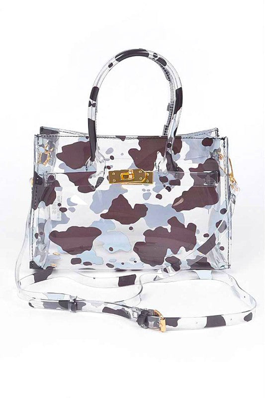 Cleared Cow Print Convertible Bag