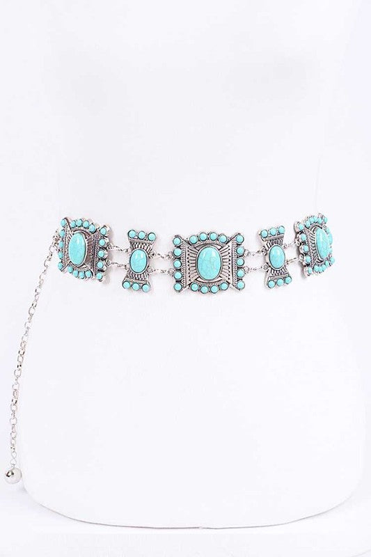 Plus Size Turquoise Western Chain Belt