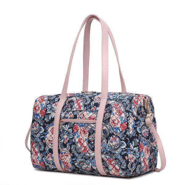 MKF Khelani Quilted Botanical Pattern Duffle Bag