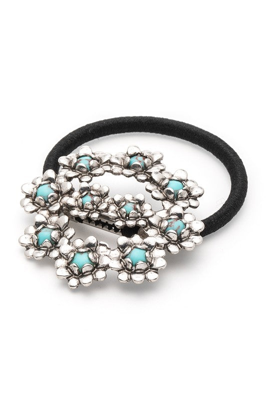 Iconic Flower Stone Hair Tie