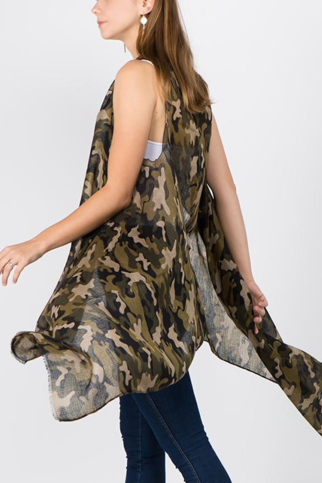 Convertible Camo Green Vest/ Scarf