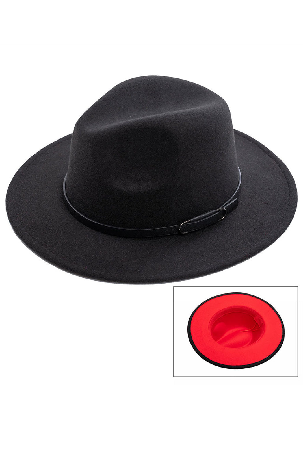 Inspired Banded Black Red Bottom Narrow Brim Fedora Hat