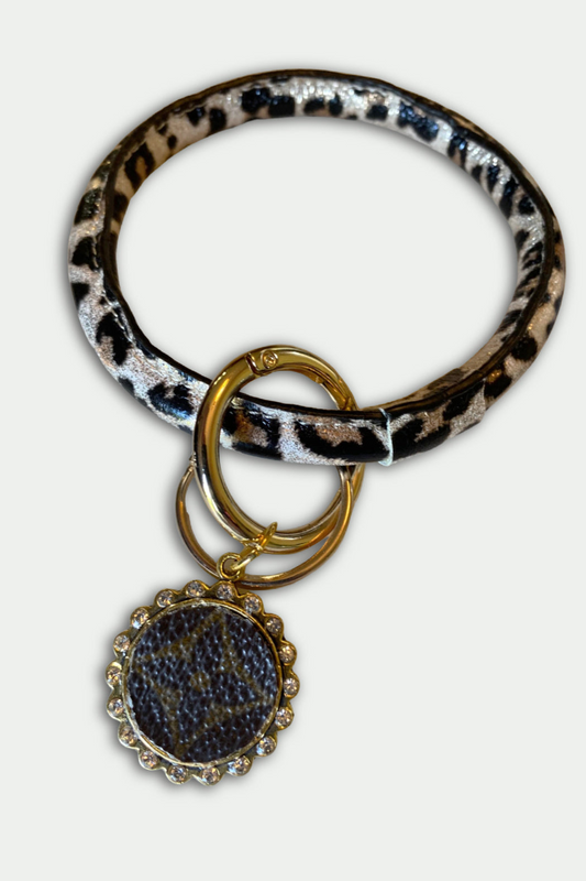 Up-Cycled Leopard Wrist Keychain