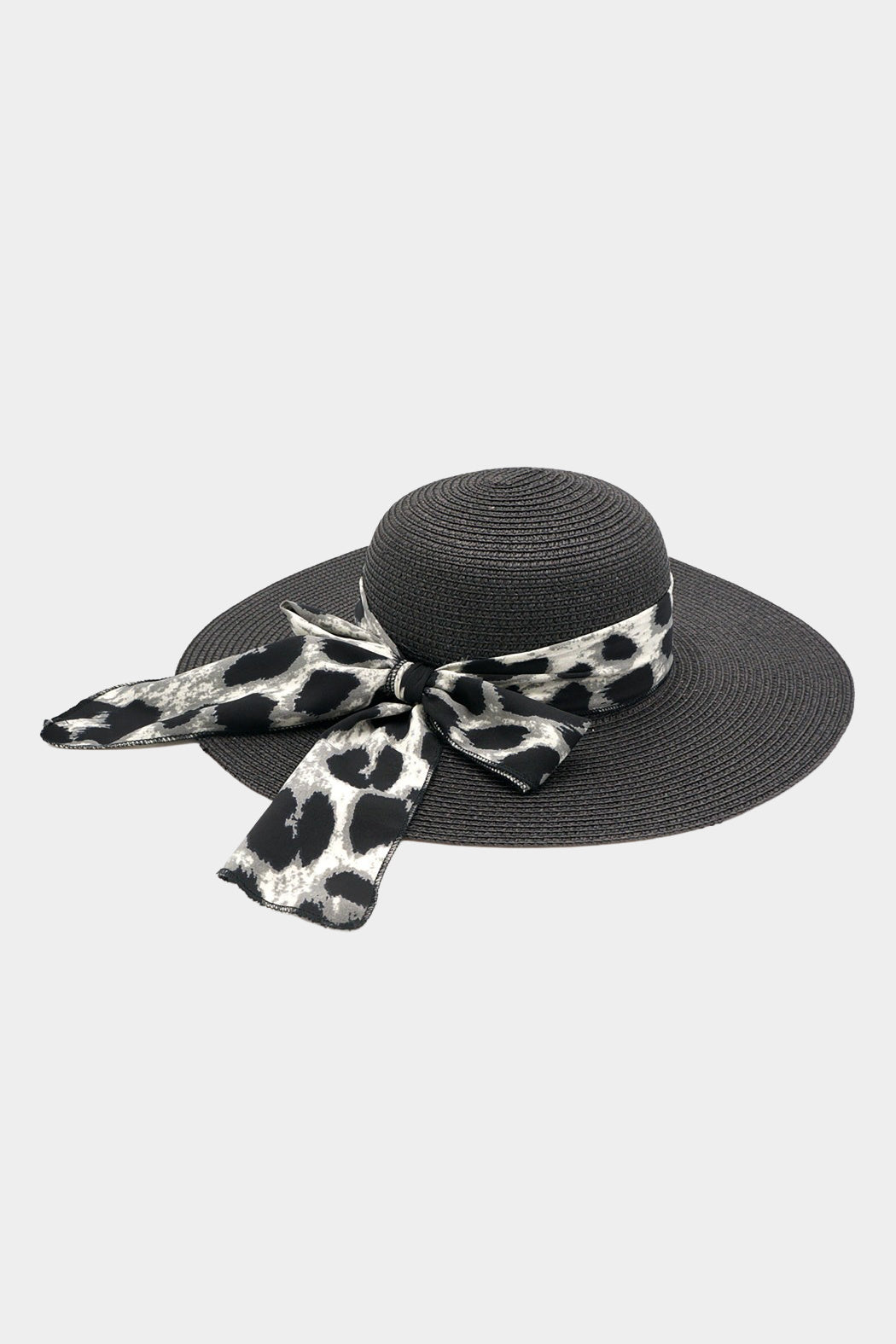 Leopard Print Banded Straw Hat