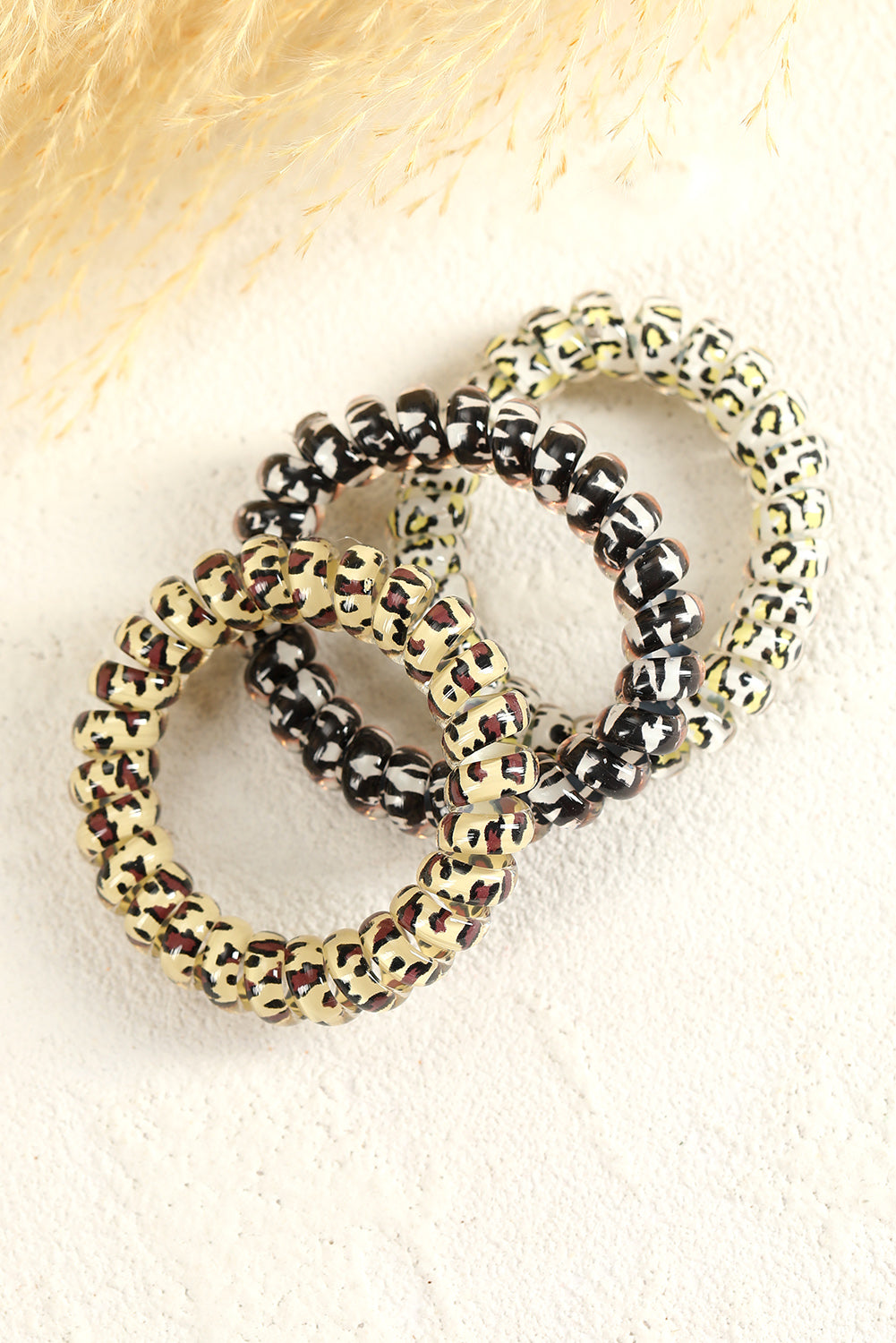 Brown Leopard Telephone Spiral Coil Wire Hair Tie