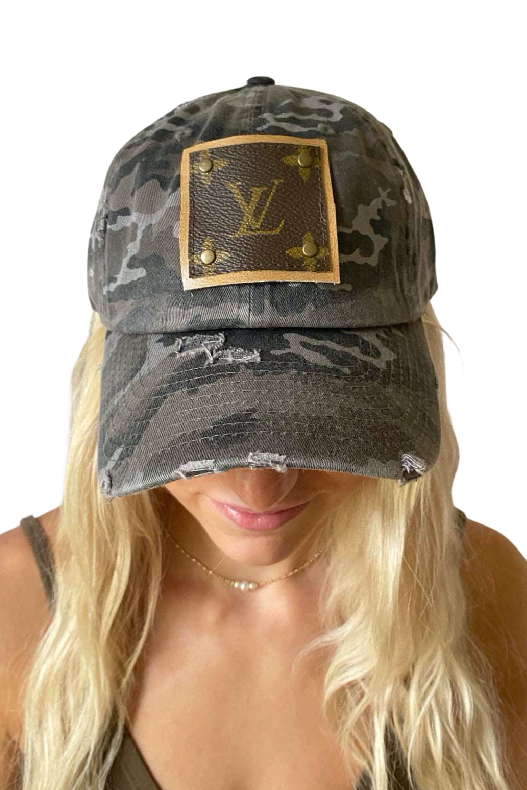 Up-Cycled Black Camouflage Cap