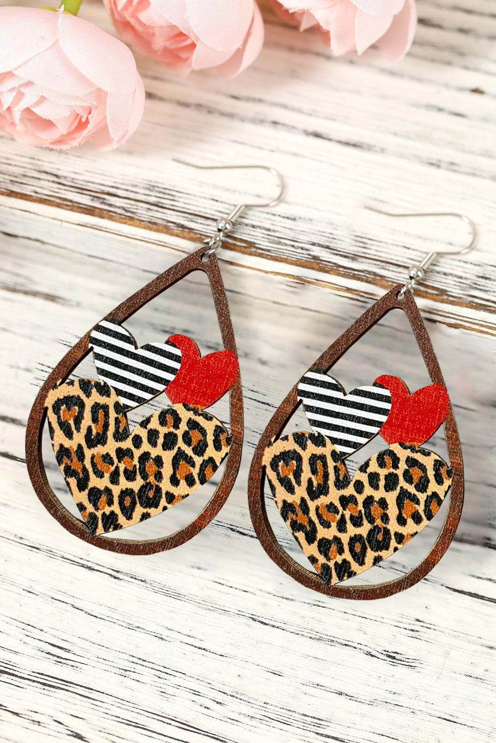 Leopard Heart Shape Hollowed Valentine Day Earrings