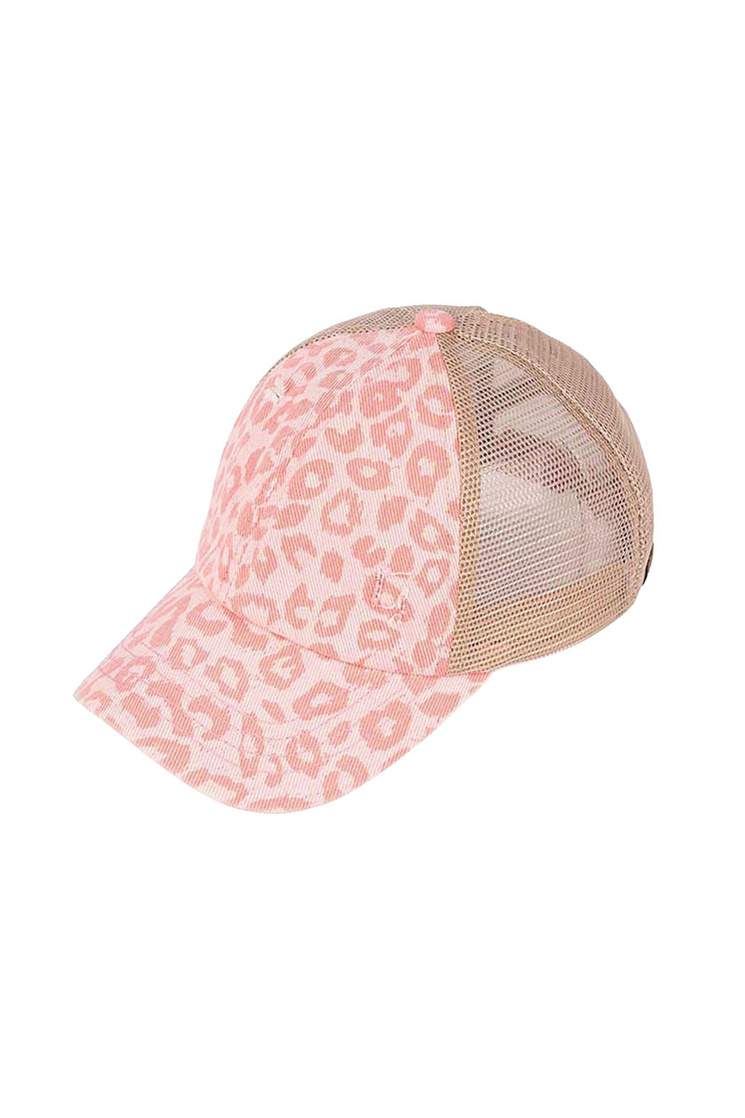 Light Leopard Criss-Cross Pony Tail Baseball Cap