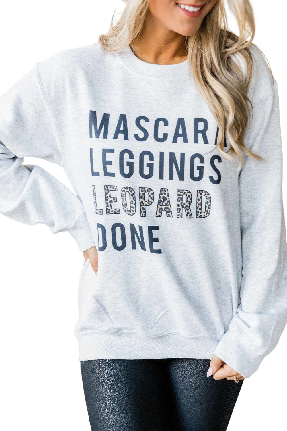 Gray Letters Graphic Loose Sweatshirt