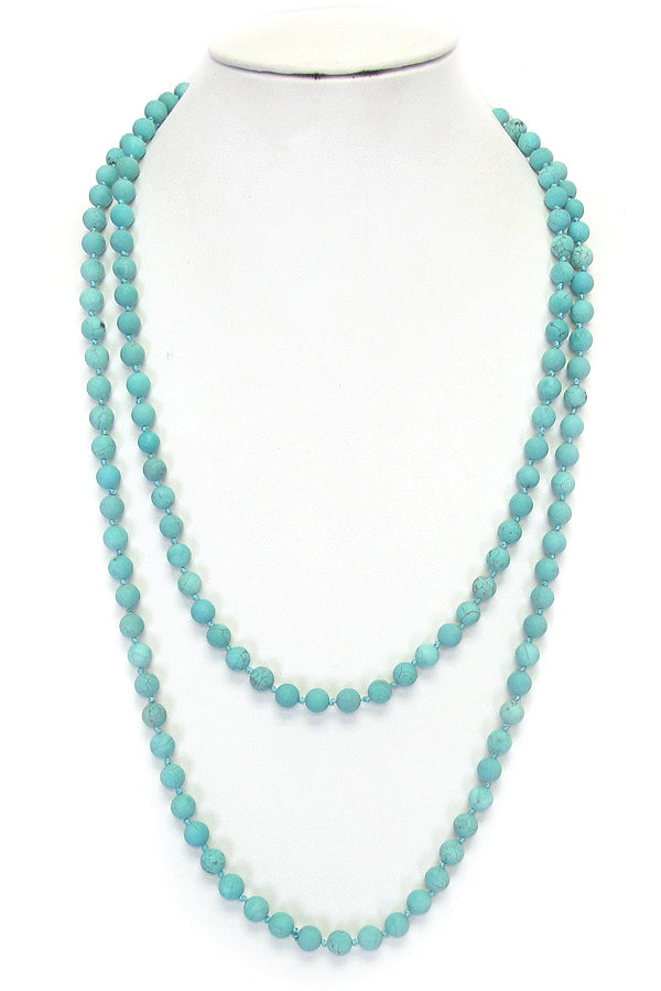 Semi Precious Soapstone Turquoise Blue Long Necklace