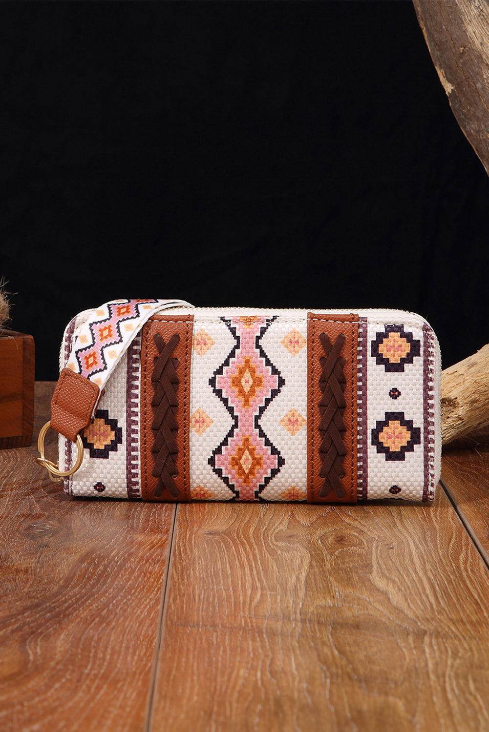 Ashleigh Blue Western Aztec Print PU Leather Wristlet Wallet