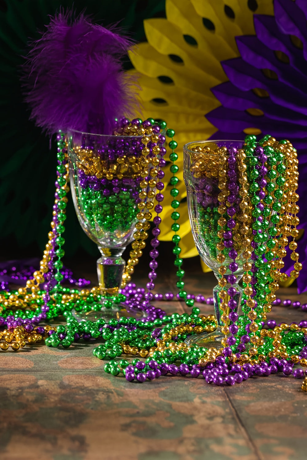 Dark Purple Beaded Mardi Gras Carnival Necklace